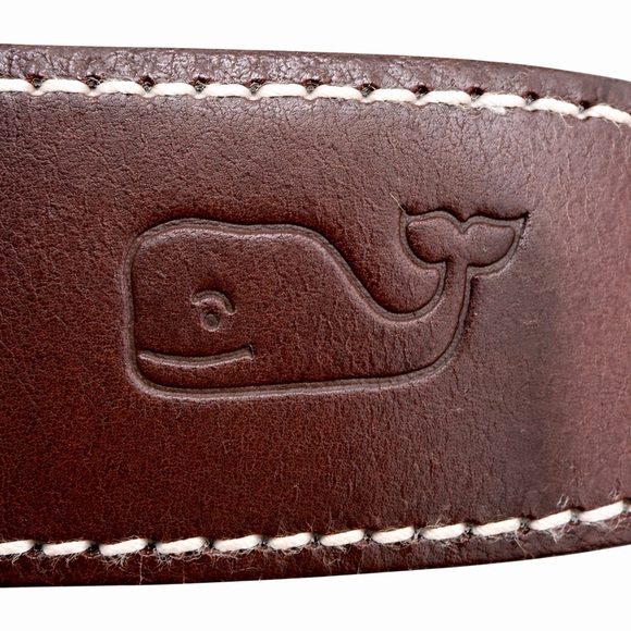 Vineyard Vines Canvas Leather Belt Sz 30 Retriever Yellow Lab Dog Print Preppy - Picture 2 of 10